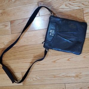 Black leather coach cross body bag